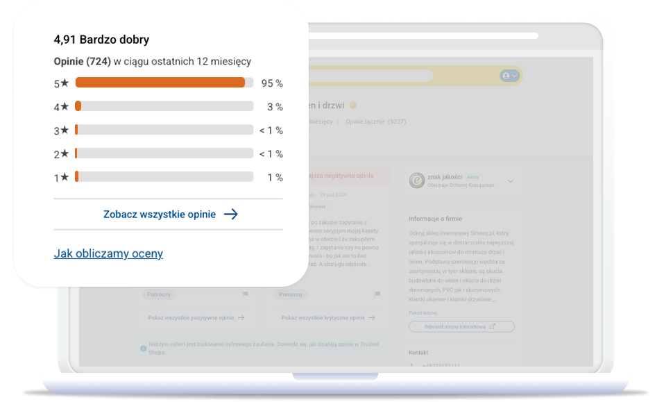widget pokazujący wszystkie opinie sklepu